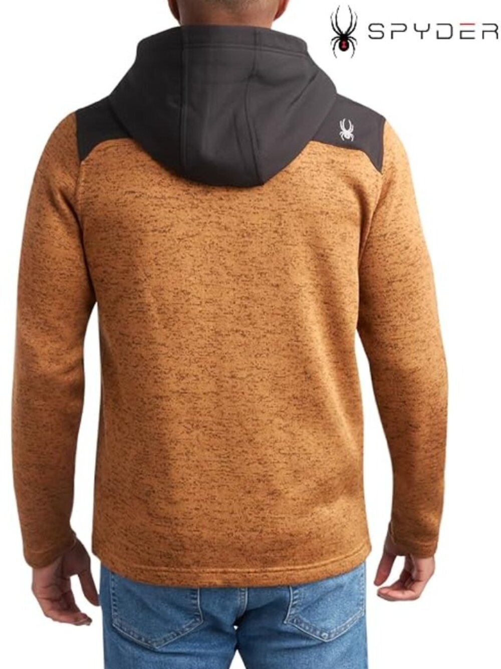 Spyder Men's Full Zip Fleece Hooded Jacket Performance Hiking Outdoor L, 23" PTP - Picture 3 of 16